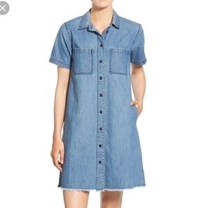 Madewell Blue Denim Button-Up Dress Size XXSmall